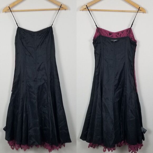 Betsey Johnson New York Faded Purple Y2K Midi Crochet Battenberg Lace Dress Sz 2 - Picture 12 of 14